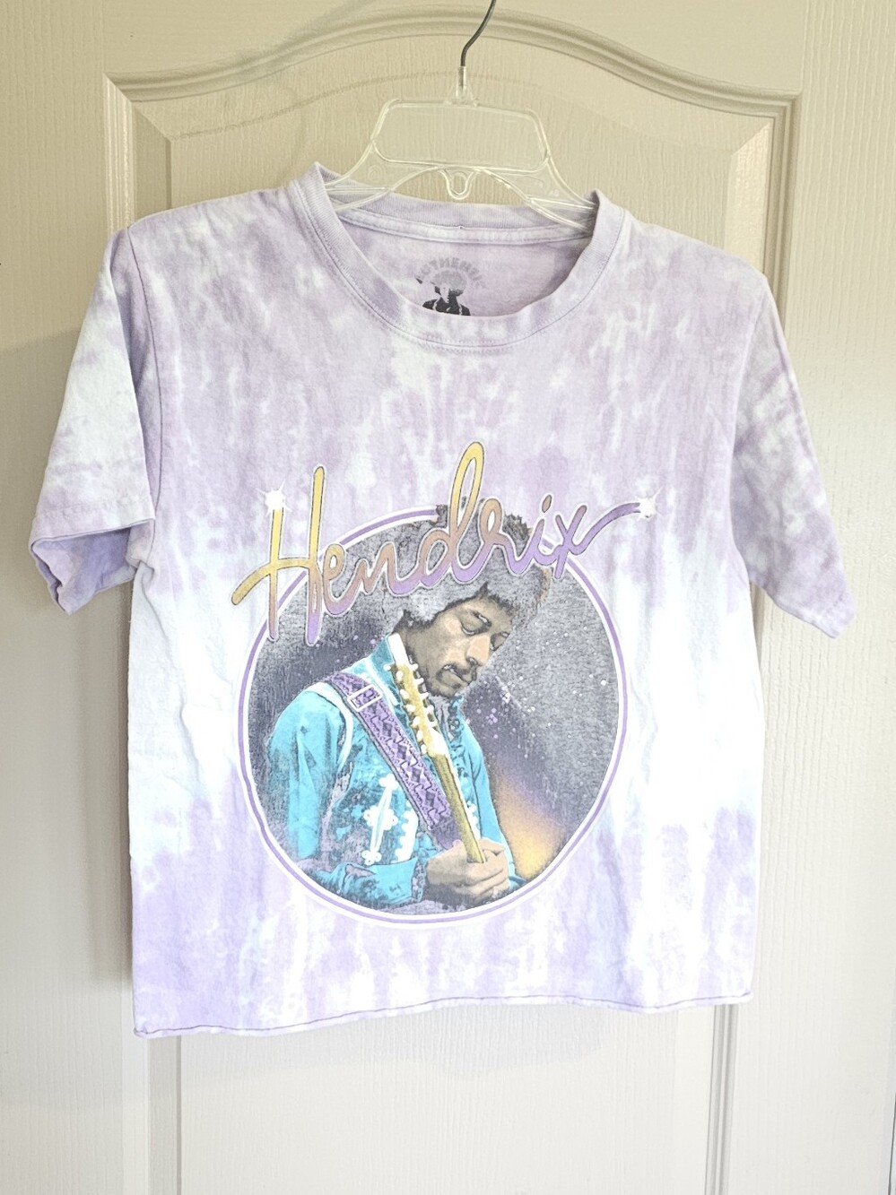 The Jimi Hendrix Experience Tour 1968 Purple Tie Dye Cropped T Shirt Small